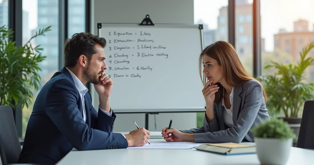 Profissional concentrado analisando objetivos em escritório moderno 