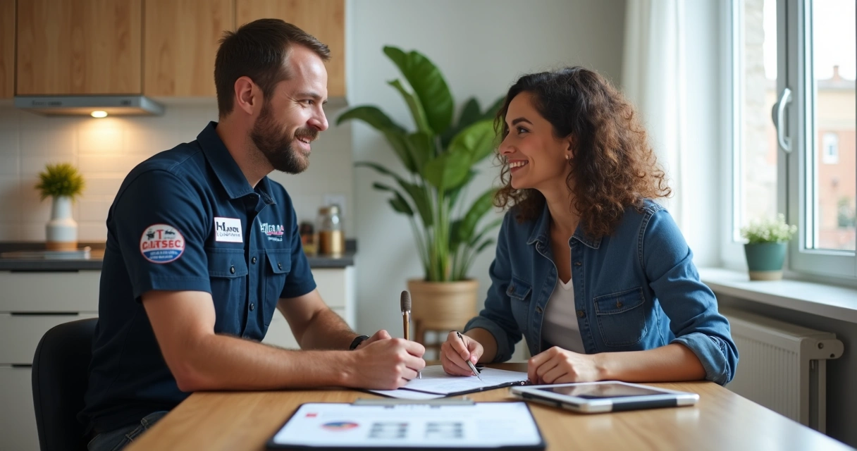 Técnico Consult System orientando cliente em visita técnica 