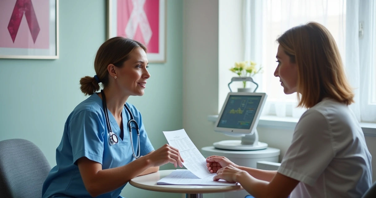 Profissional de saúde conversando com paciente durante consulta 
