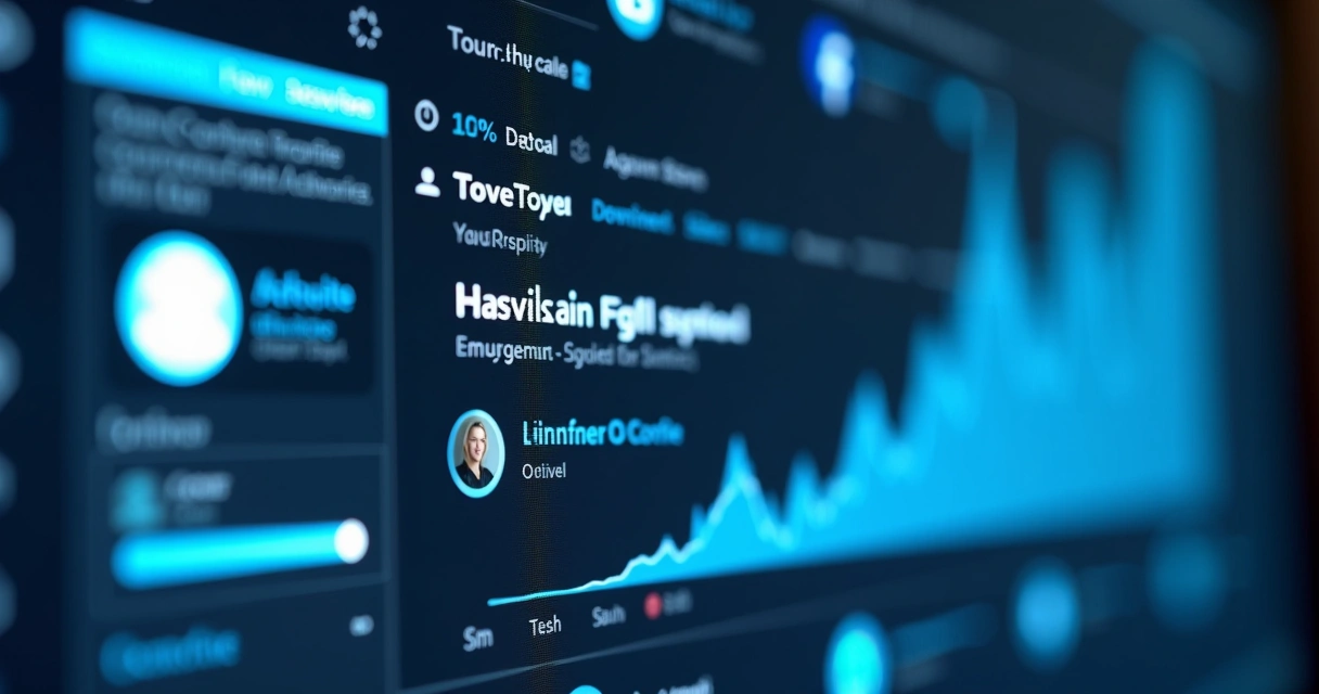 Perfil de usuário do LinkedIn exibindo o selo azul LinkedIn Top Voice em destaque, com gráficos de engajamento e ícones de interação ao fundo