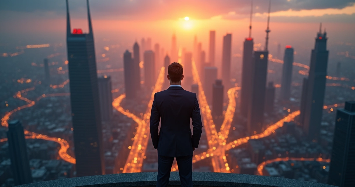 Profissional observando caminhos de carreira em ambiente urbano 