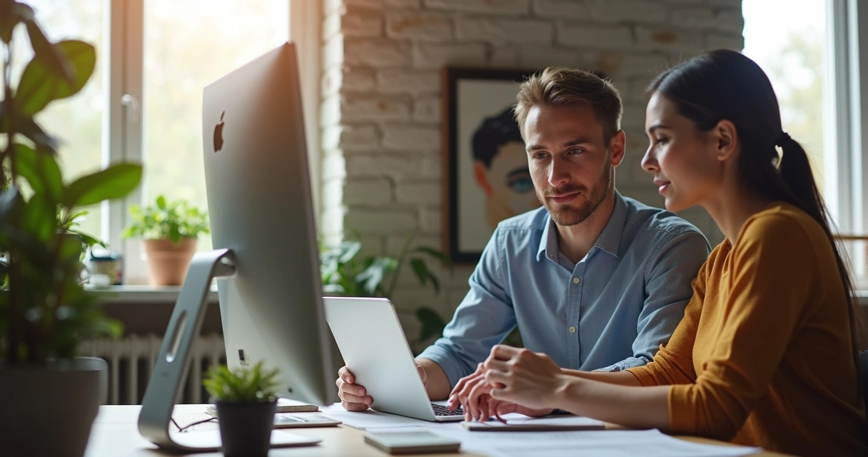 Profissional pedindo ajuda a colega no escritório 