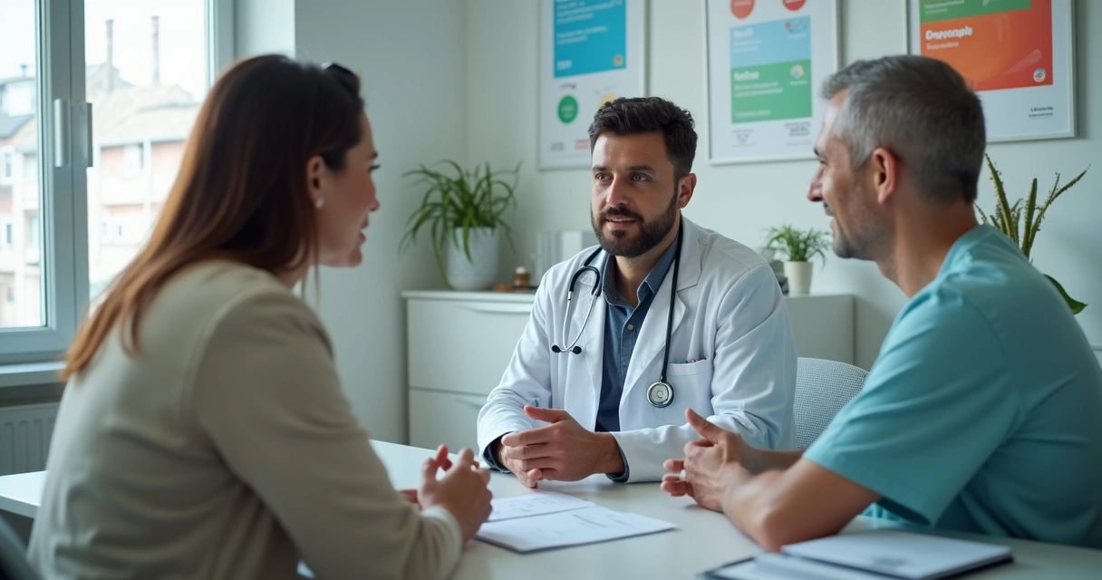 Profissional de saúde orientando paciente sobre esquema de vacina HPV