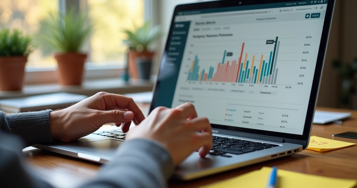 Pessoa testando site de e-commerce em notebook 
