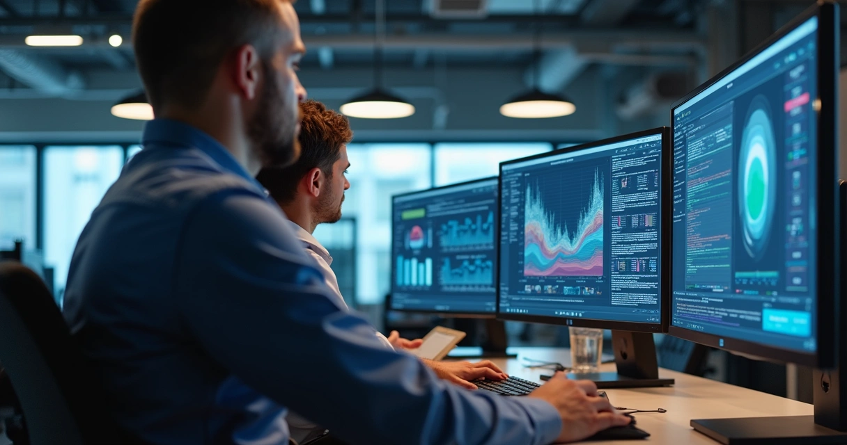 Profissional de marketing treinando IA com dados específicos de marca. 