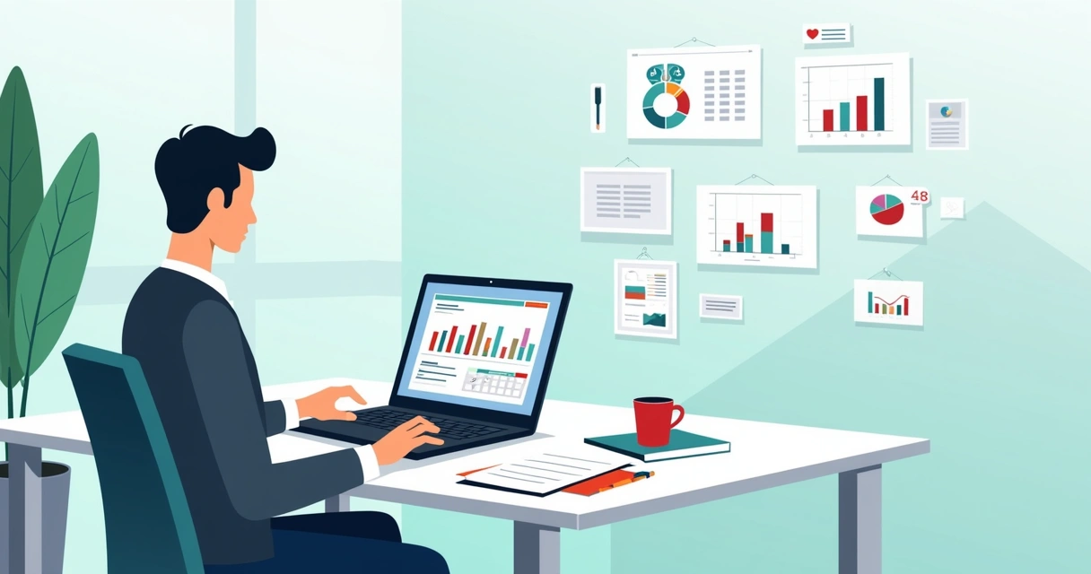 Profissional organizado usando Excel para analisar dados no computador 