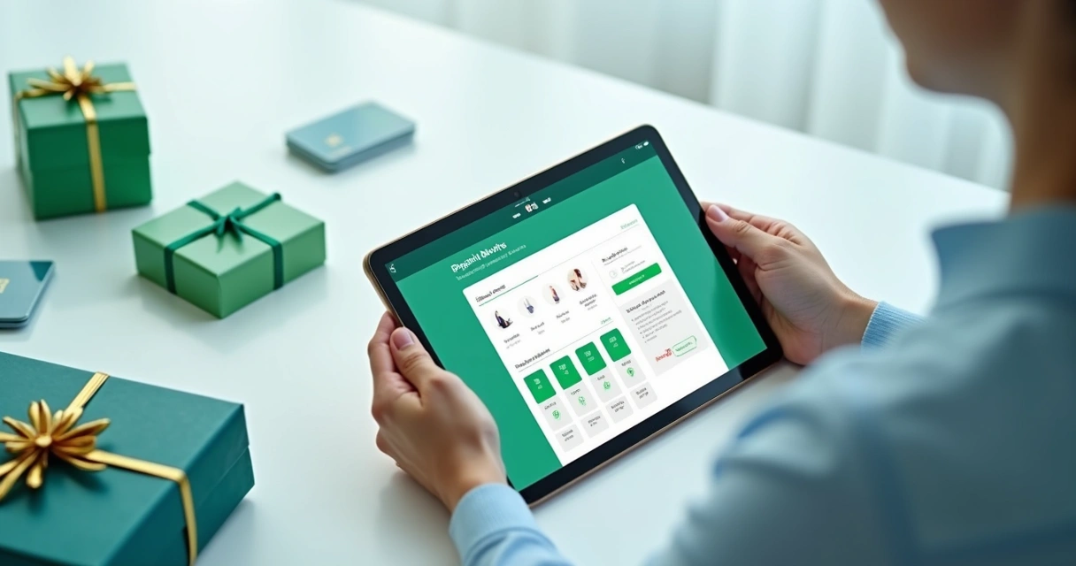Pessoa escolhendo recompensa em programa de fidelidade digital 