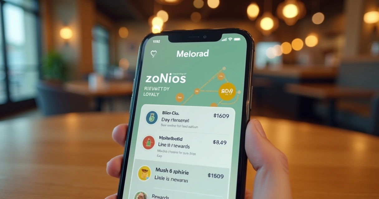 Visualização digital de um programa de fidelidade em restaurante
