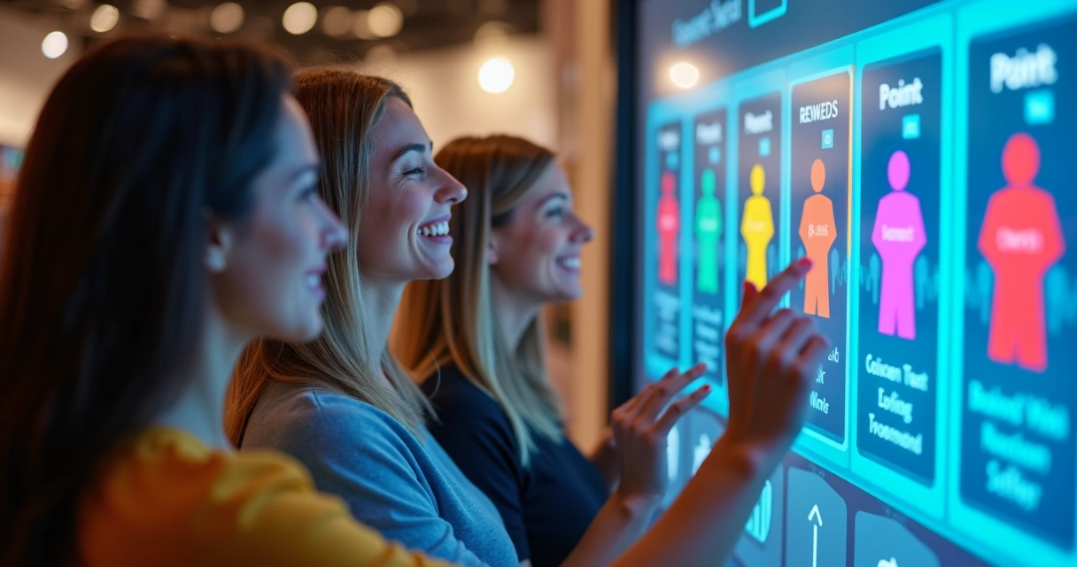 Clientes interagindo em programa de pontos digital 