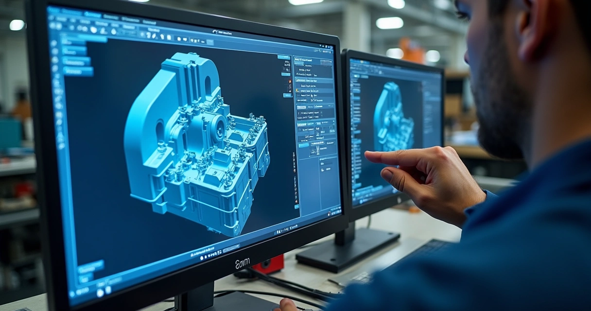 Técnico programando CNC para usinagem de peça de alta precisão 