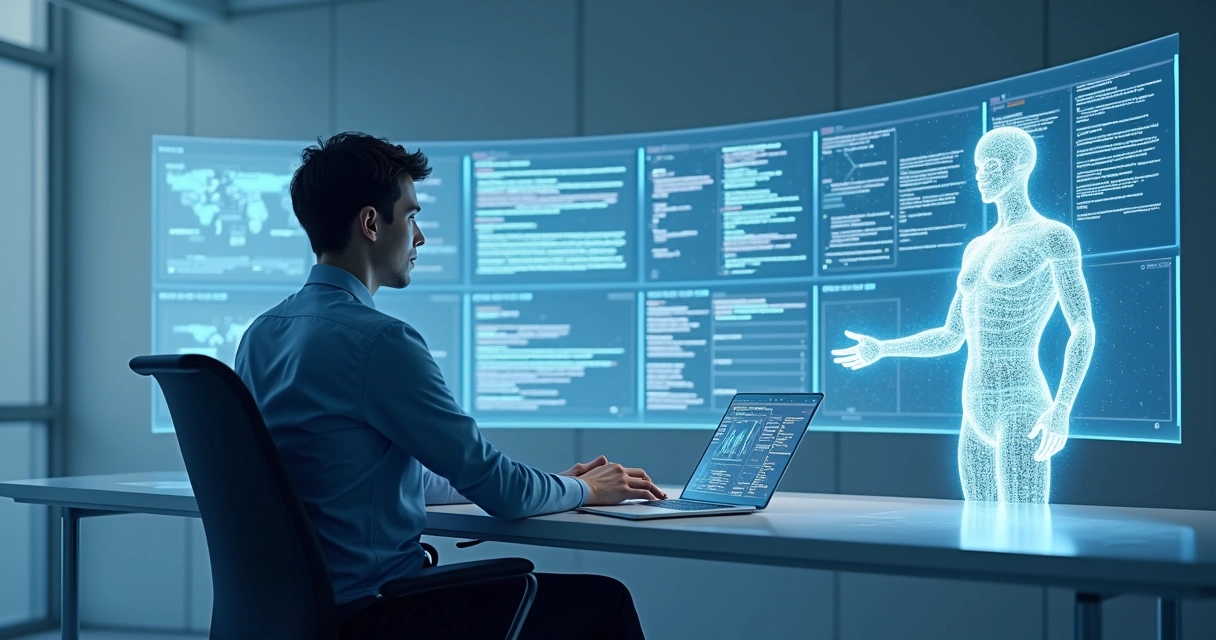 IA colaborando com humano em ambiente de programação 