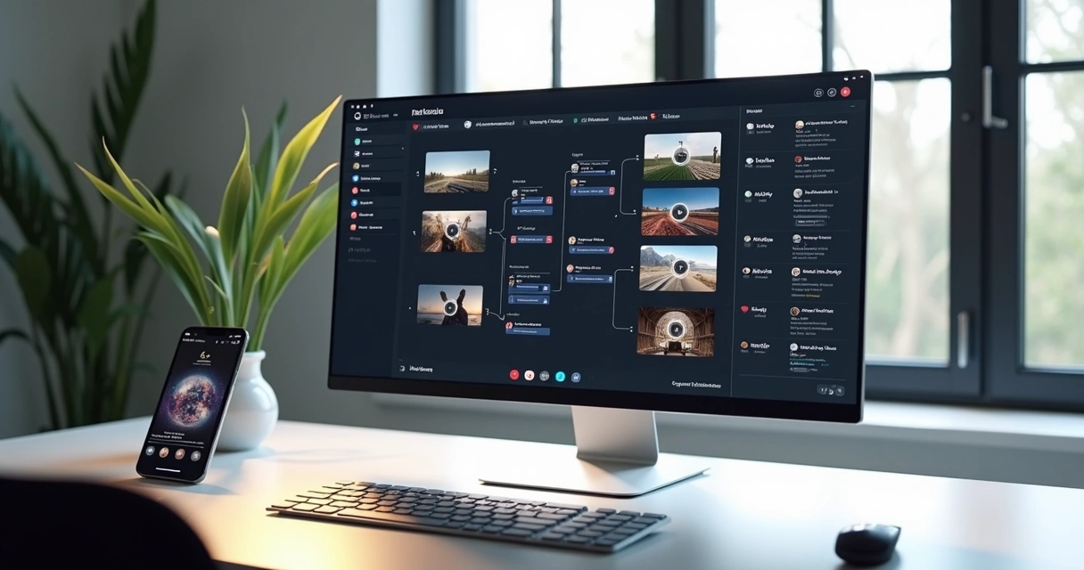 Tela de computador exibindo software de programação automática de publicações em várias redes sociais