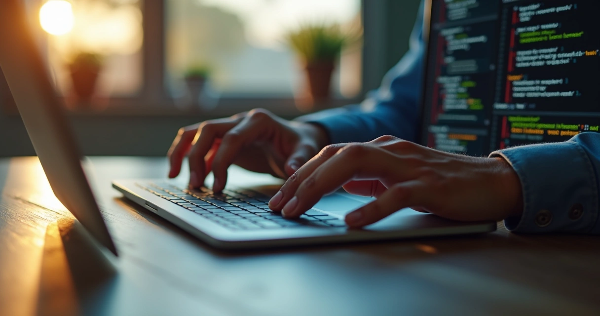 Programador ajustando webhook em notebook 