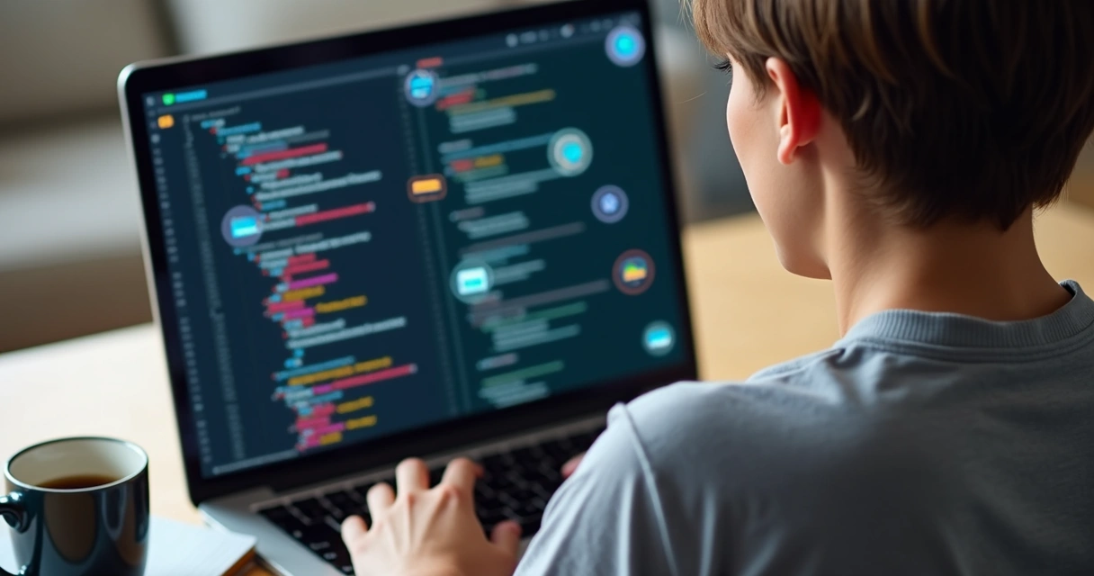 Pessoa programando integração de API de pagamento em notebook 