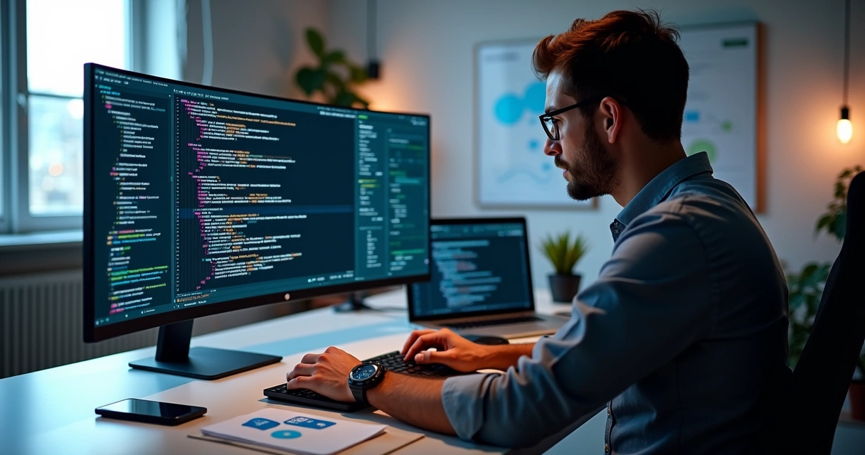 Programador integrando API de pagamentos em sistema no computador com código na tela 