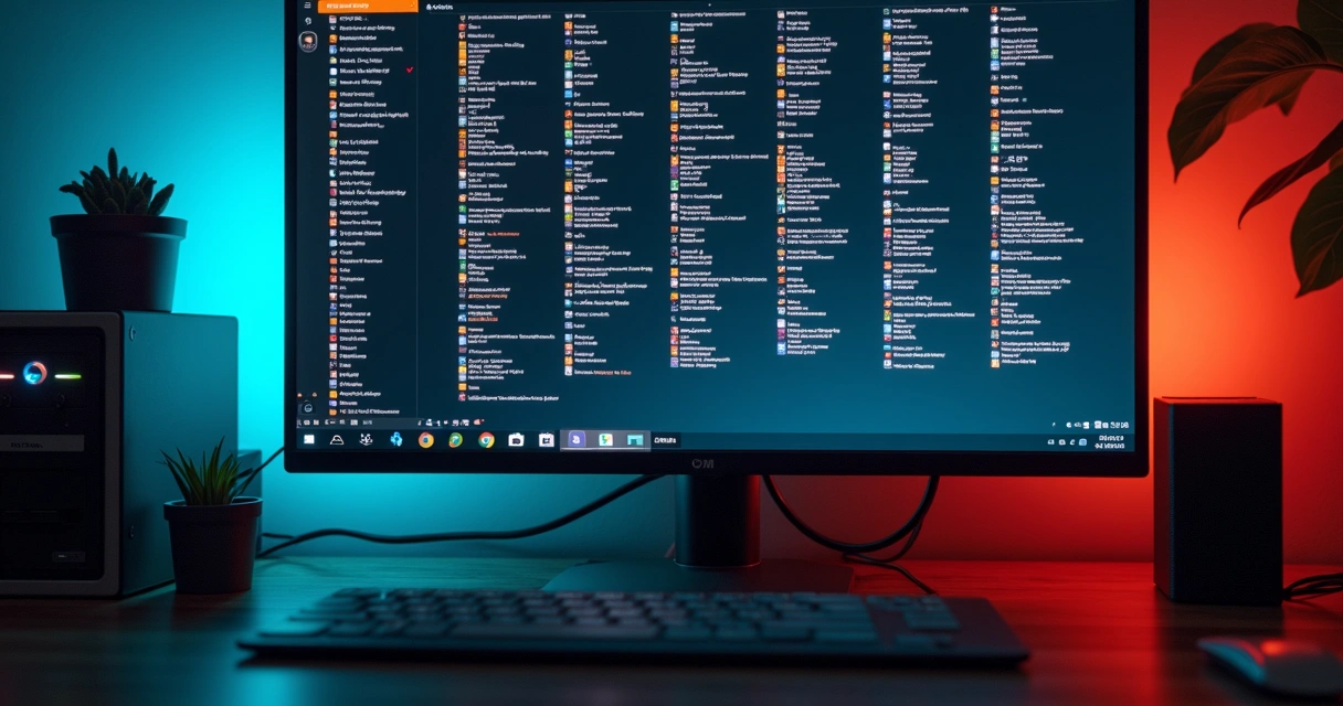 Tela de computador com lista de programas antigos 