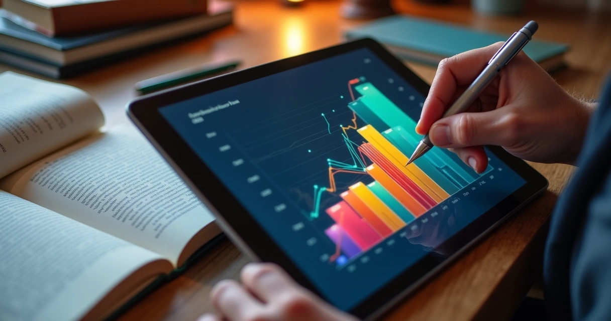 Gráfico digital con progreso de aprendizaje de idioma 