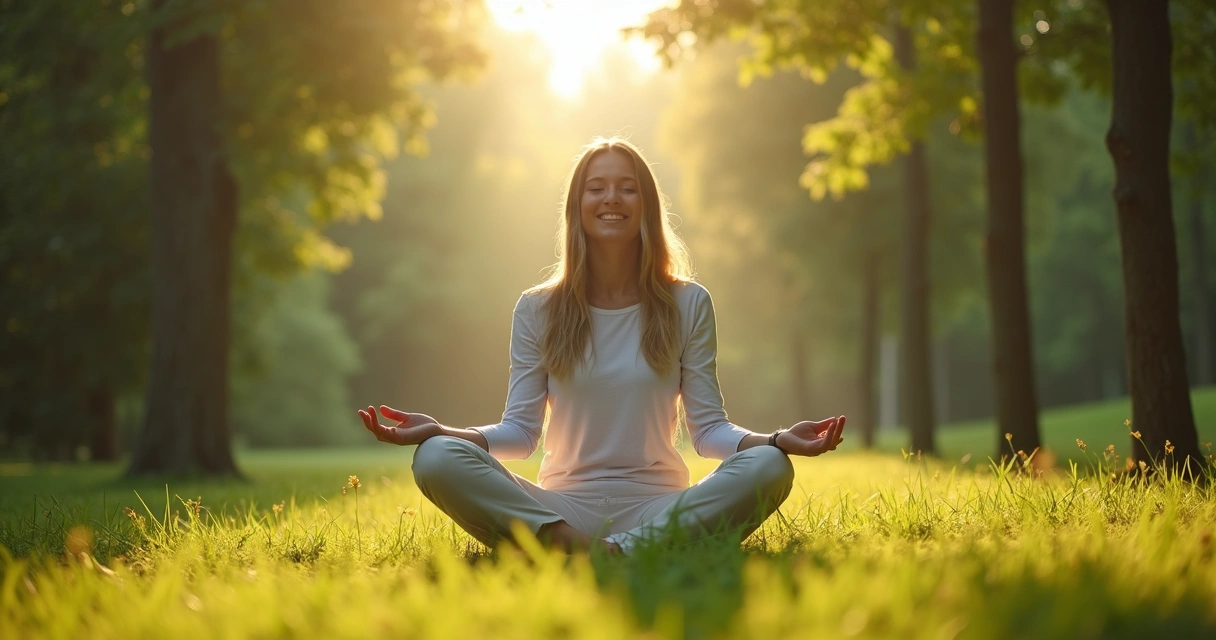 Persona meditando en naturaleza con sensación de avance personal 