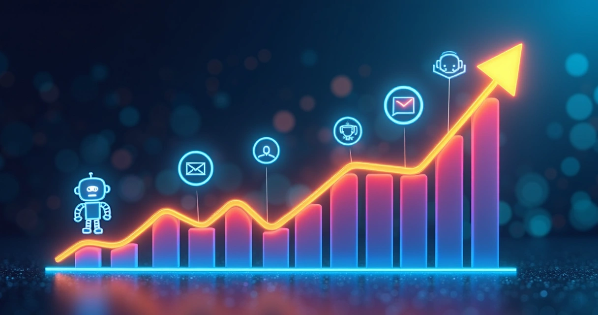 Gráfico digital mostrando crescimento de empresa com chatbot 
