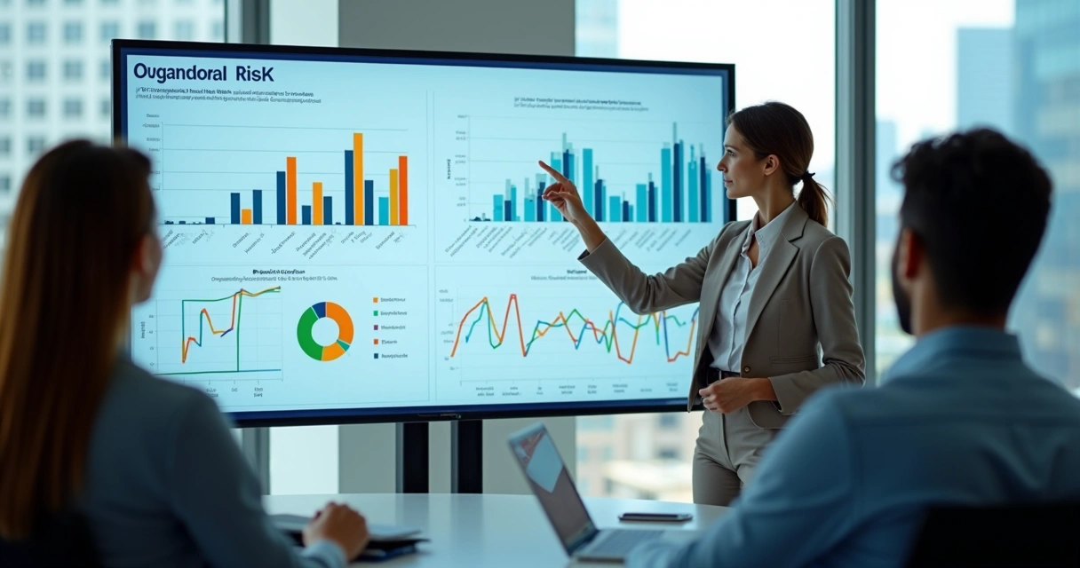 Gestora acompanhando gráficos de monitoramento de riscos psicossociais 