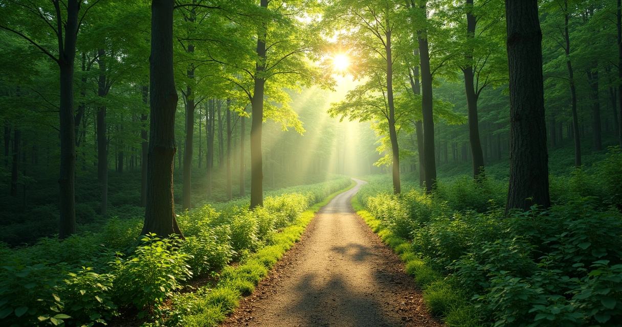 Trilha na natureza simbolizando progresso gradual e transformação pessoal. 