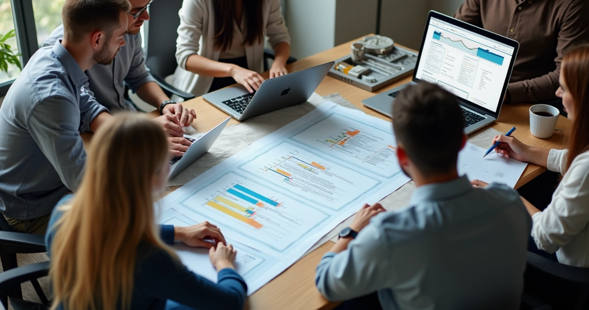 Business team discussing software project budget 