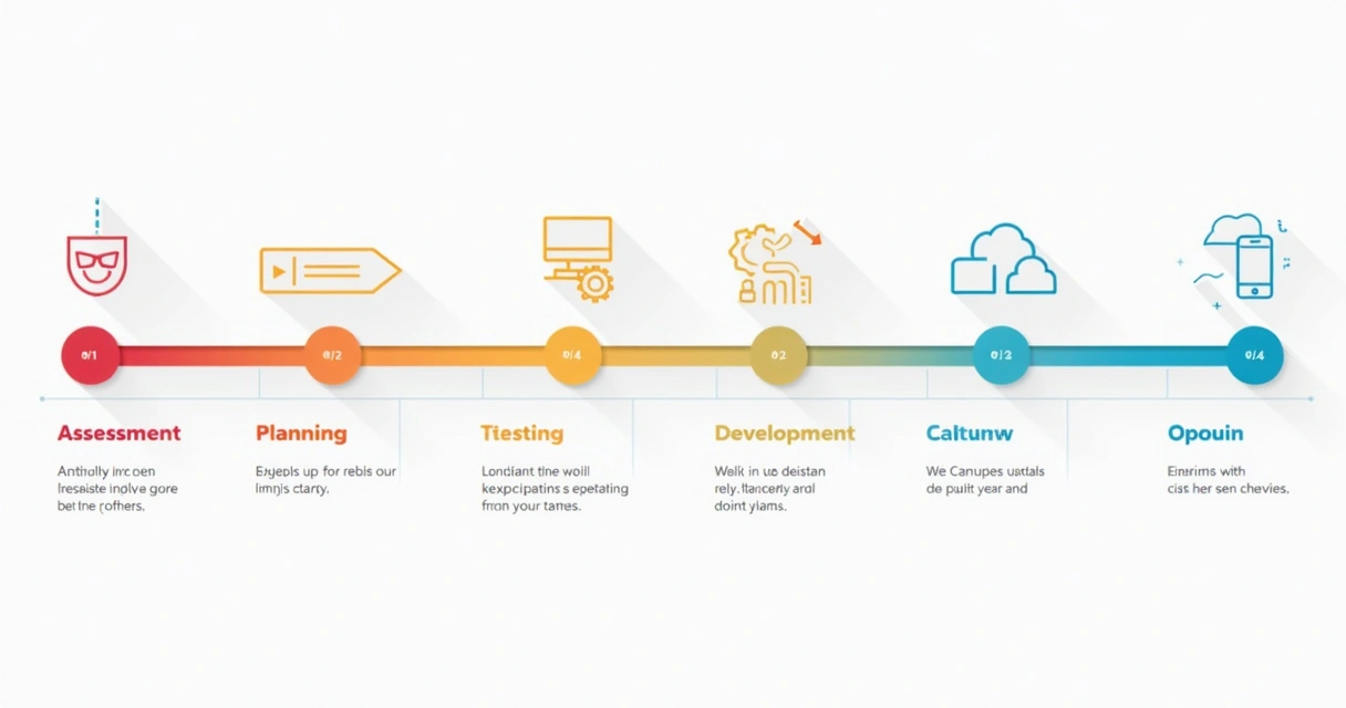 Timeline showing phases of a software project