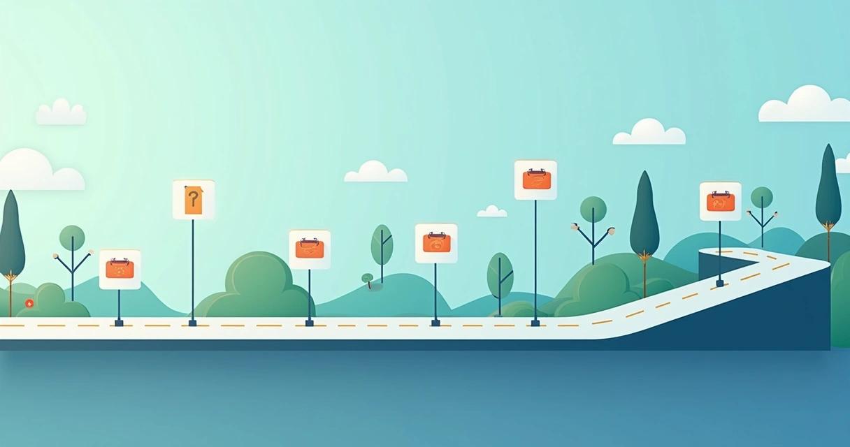 Roadmap illustration with project milestones and deadlines