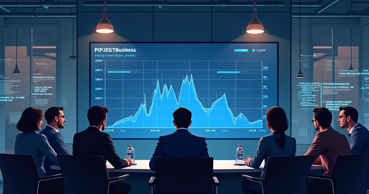 Gráfico de projeto de IA com resultado baixo e pessoas ao lado pensativas