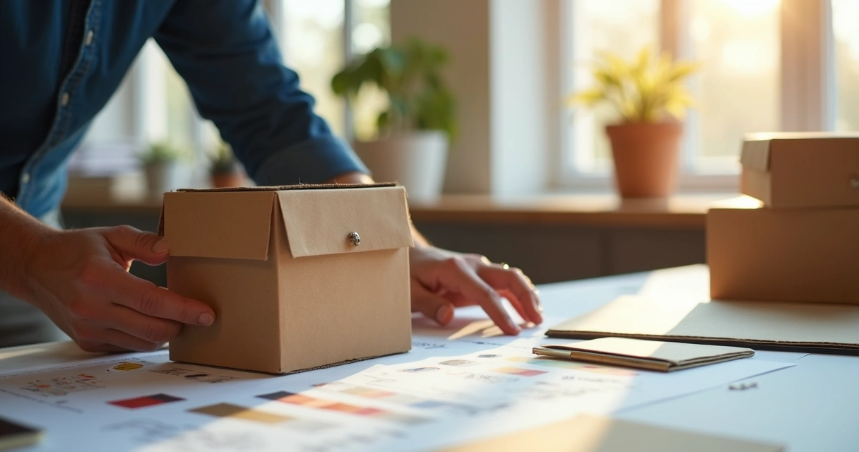 Especialista analisa projeto de embalagem personalizada 