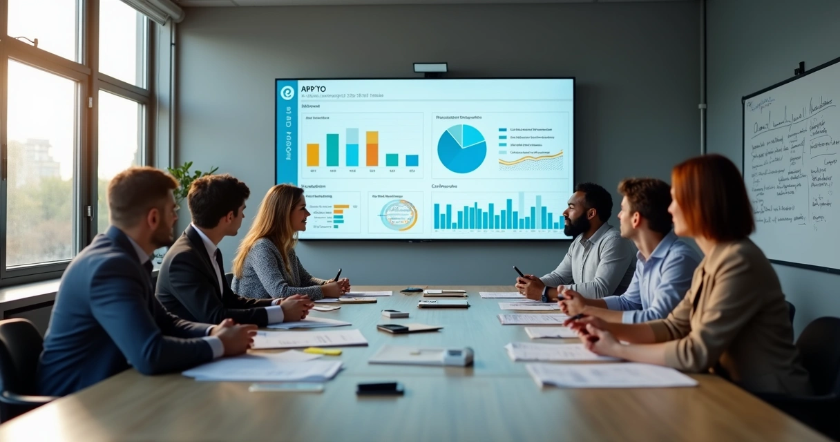 Equipe avaliando resultados de projeto piloto de IA