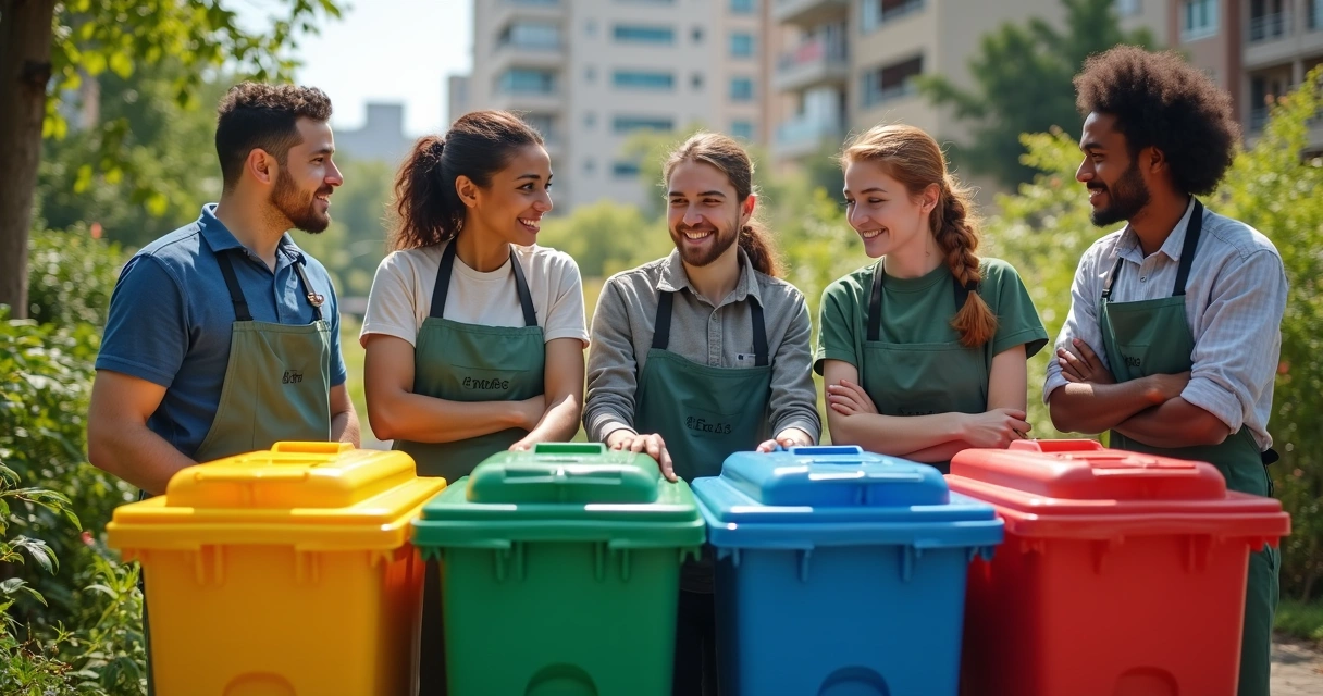 Cooperativa reunida para projeto ambiental de reciclagem em comunidade urbana 