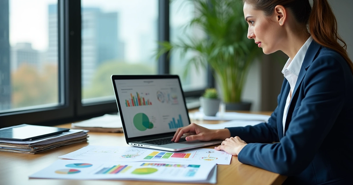 Empresário analisa documentos sobre projetos de reciclagem na mesa 