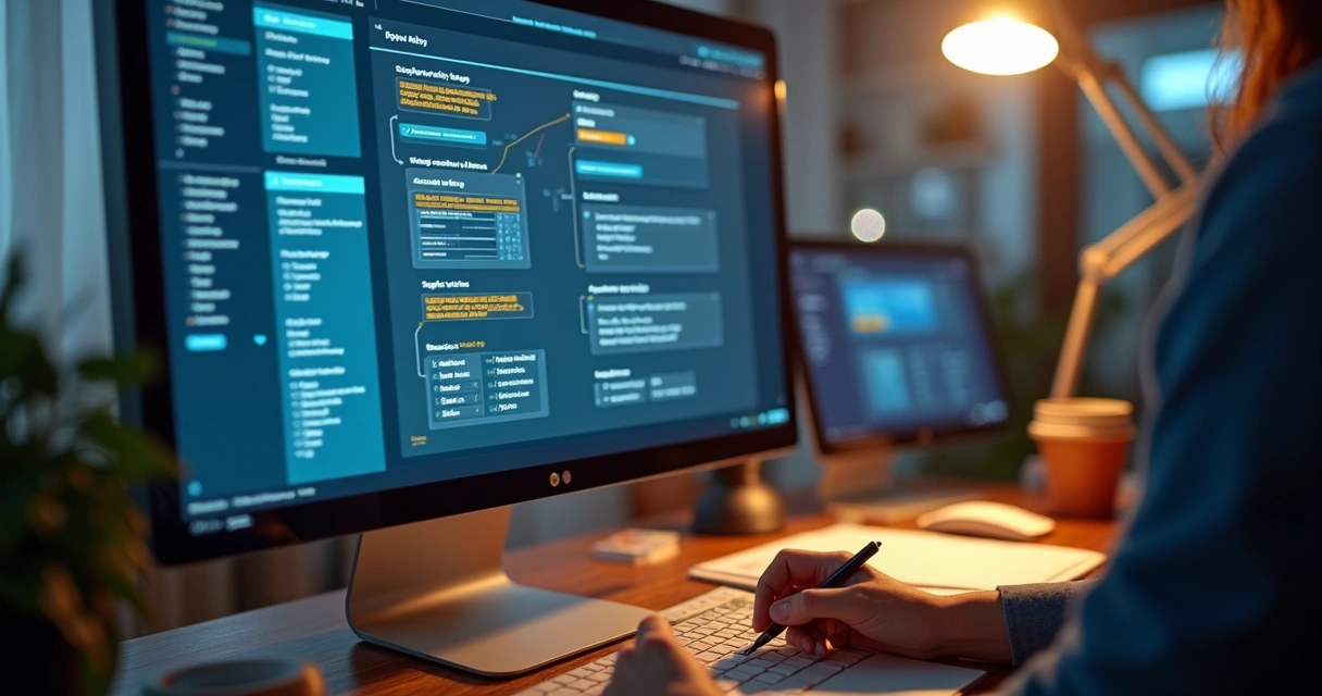 Protótipo de sistema de IA em monitor de computador 