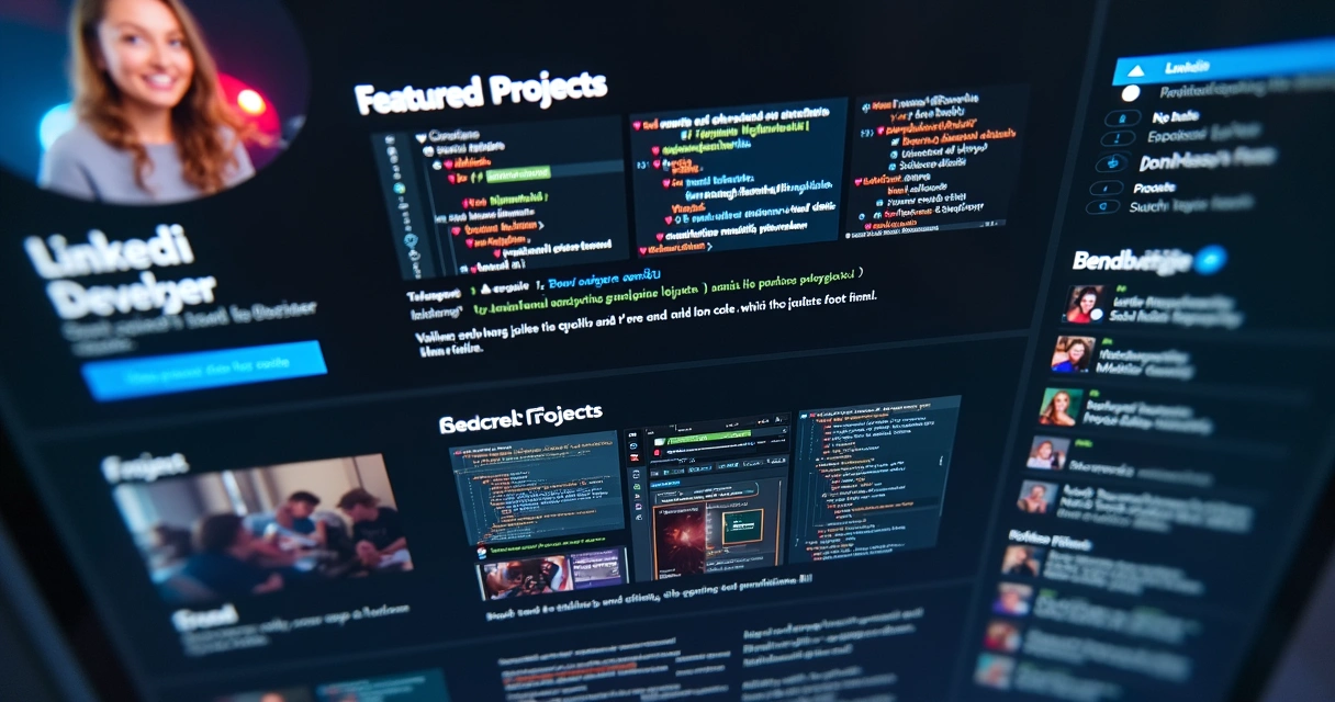 Projetos de desenvolvedor exibidos em perfil do LinkedIn 