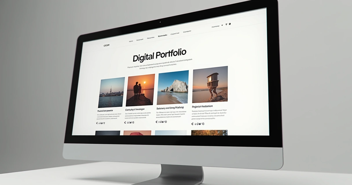 Tela de portfólio digital apresentando projetos com layout limpo e exemplos de feedbacks de clientes