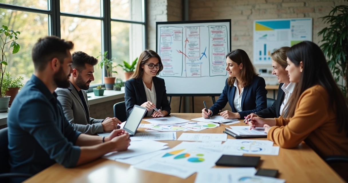 Equipe trabalhando em projetos internos durante o mês fraco