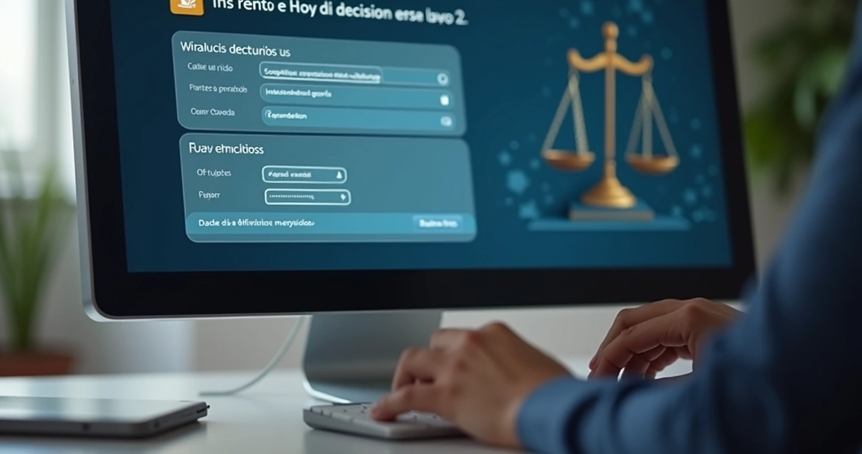 Prompt digital em tela de computador para pesquisa jurídica com IA 