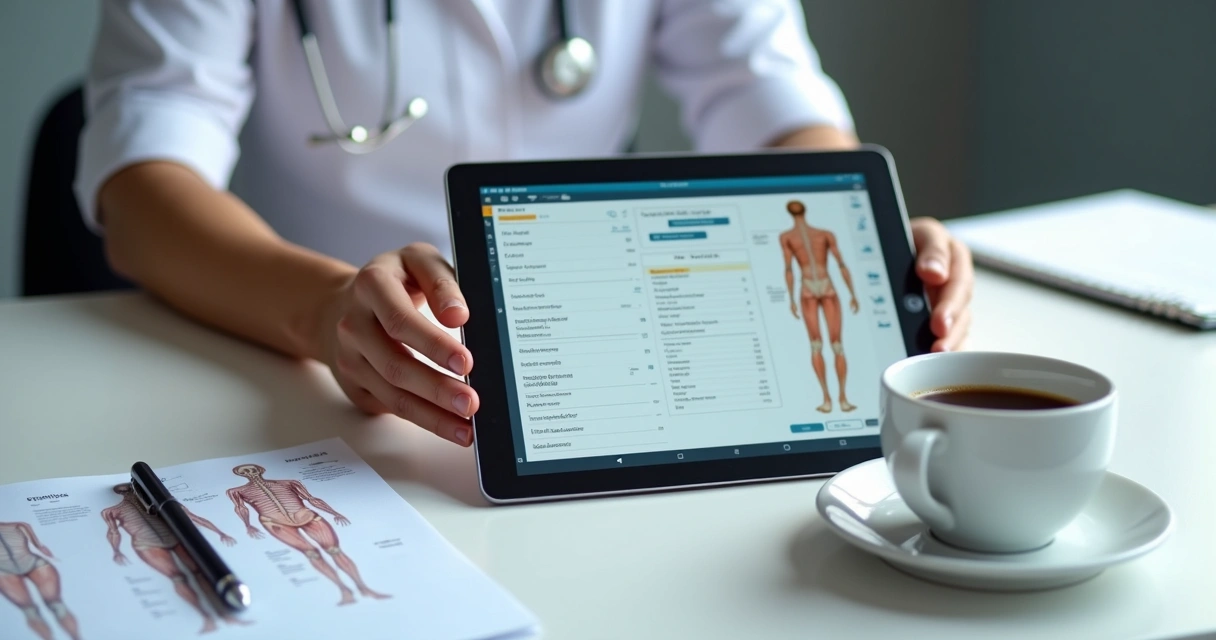 Tablet exibindo prontuário digital de paciente 