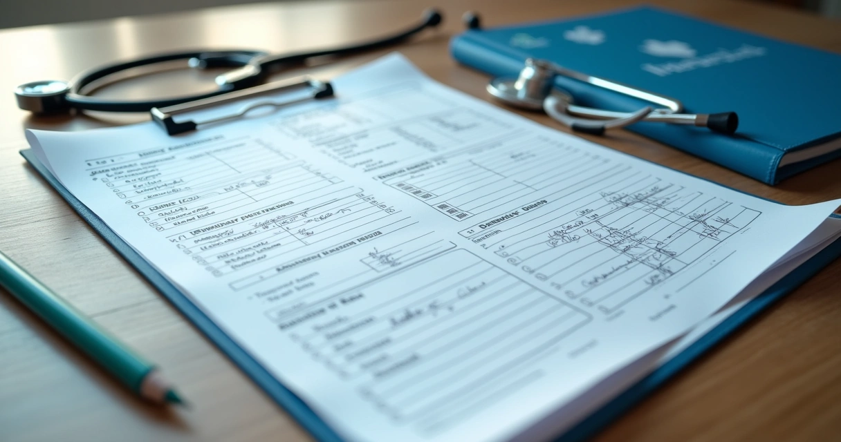 Prontuário hospitalar aberto com registro de internação 