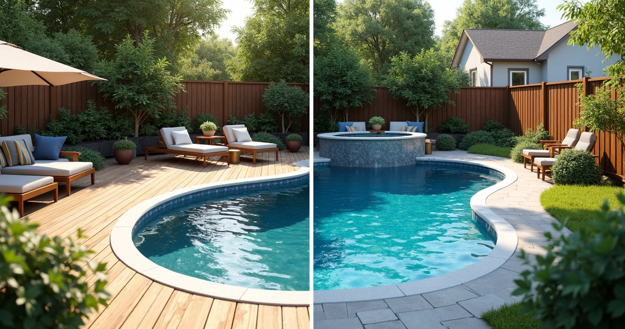 3D landscape model of property with pool and deck showing increased value