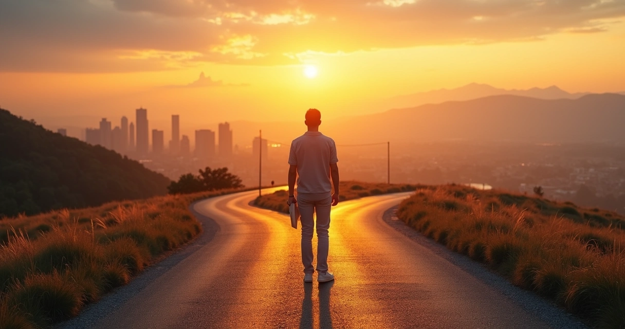 Pessoa em encruzilhada avaliando caminhos de propósito e carreira 