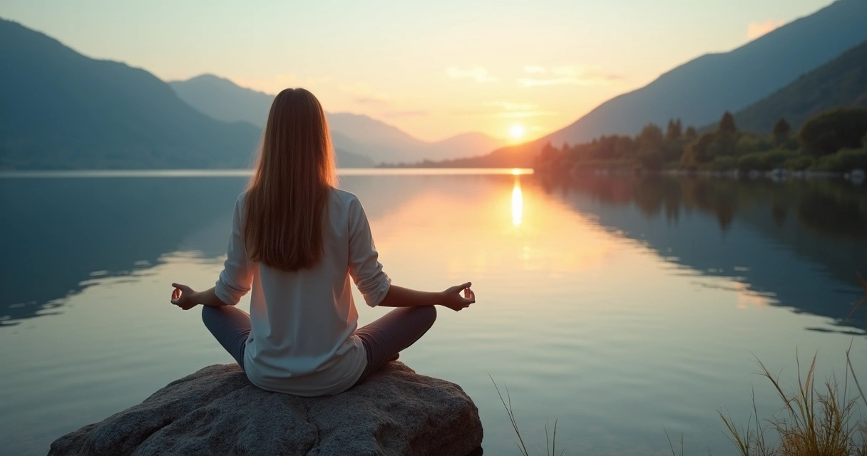 Persona meditando al amanecer conectando propósito personal y calma mental 