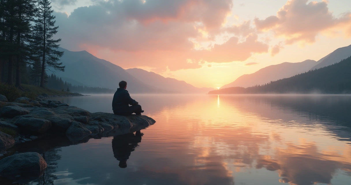 Persona sentada mirando al horizonte y reflexionando. 
