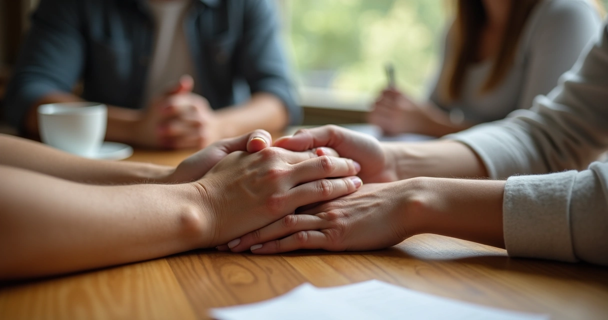 Manos entrelazadas simbolizando apoyo y sentido en la vida adulta 