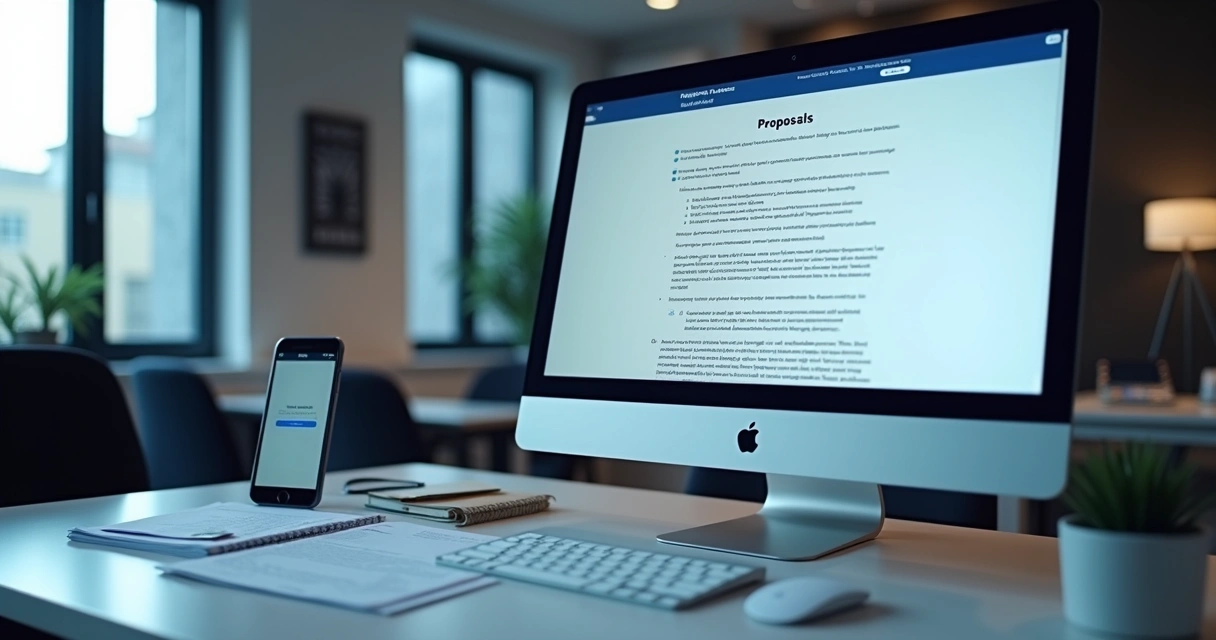 Proposta comercial gerada automaticamente em tela de computador 