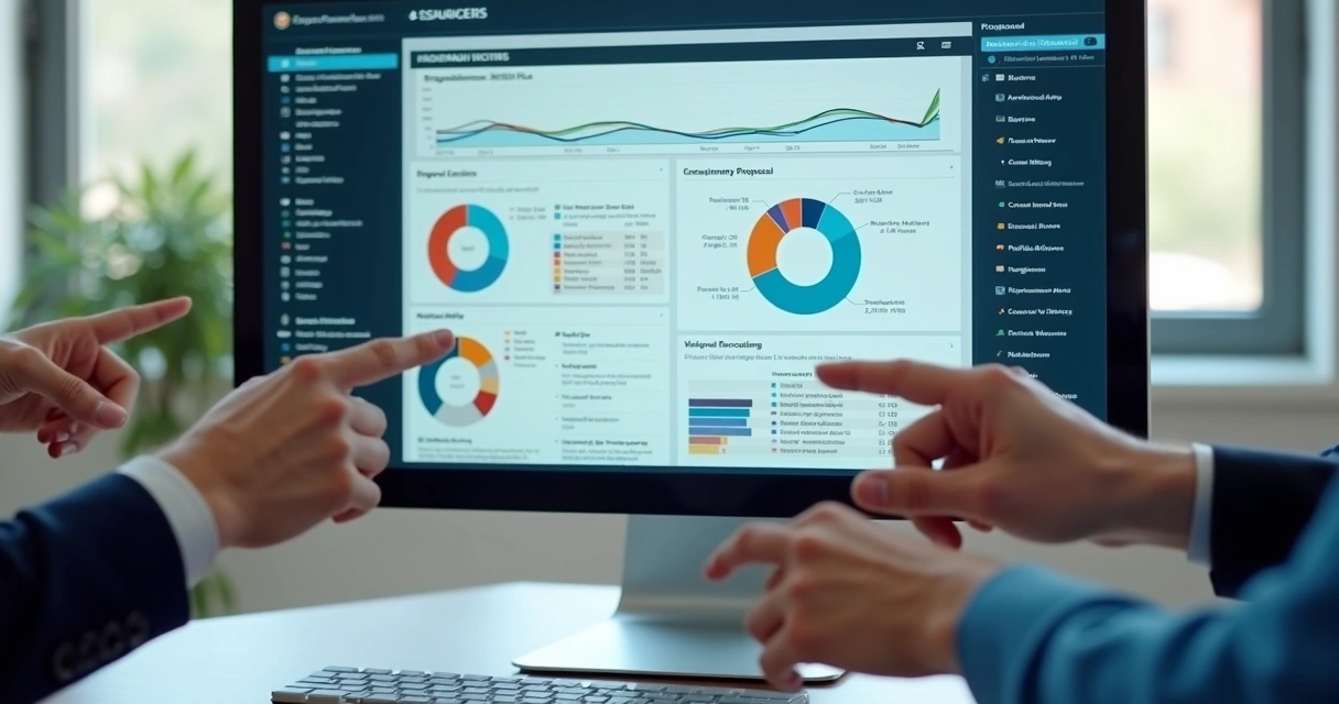 Dashboard digital com gráficos interativos mostrando engajamento de clientes em propostas digitais 