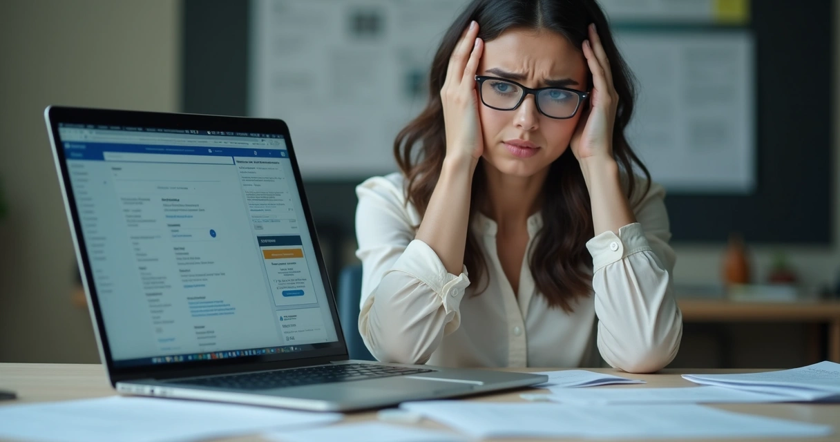 Pessoa olhando e-mail de vendas no notebook confusa, com várias abas abertas 