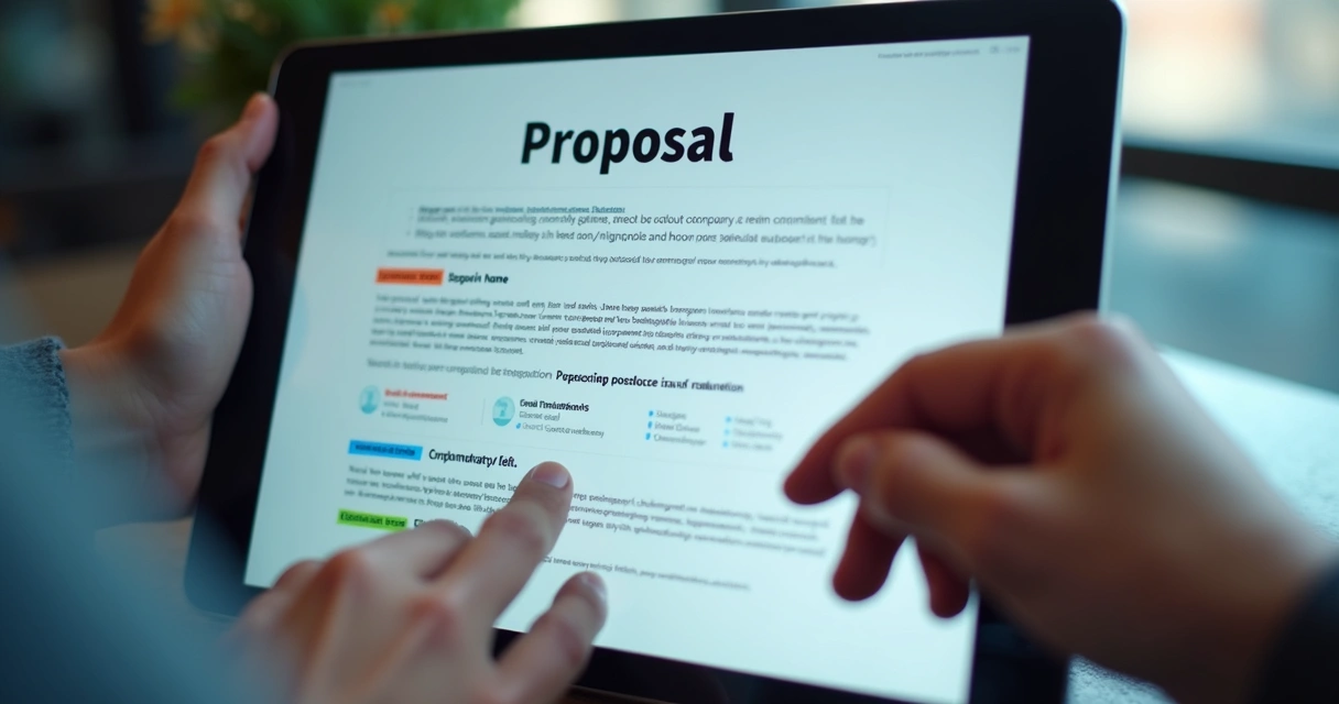 Documento de proposta comercial adaptado em tela digital