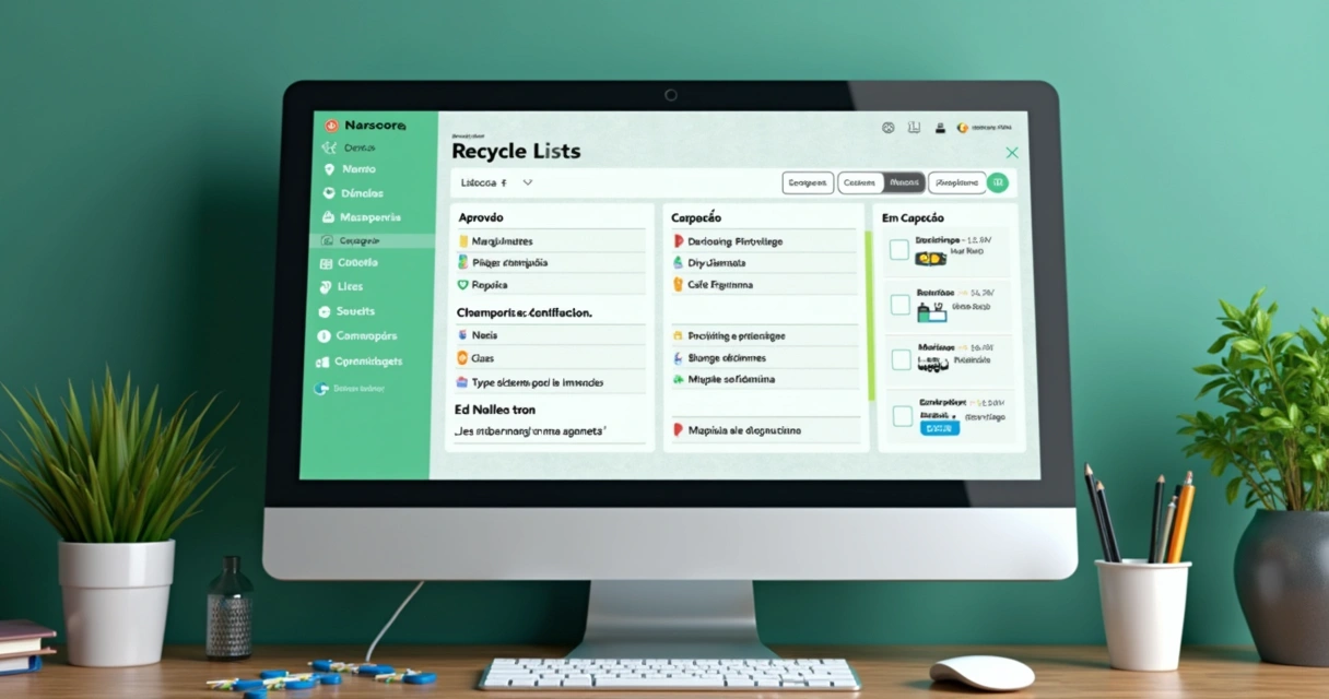 Lista digital de propostas de reciclagem mostrando status de aprovação